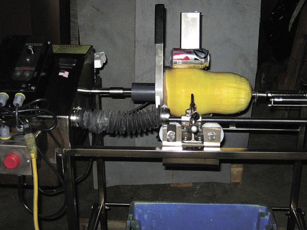 Peeling Butternut Squash using Pre-Pack Machinery's commercial fruit peeler  