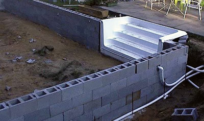 building a pool with concrete blocks